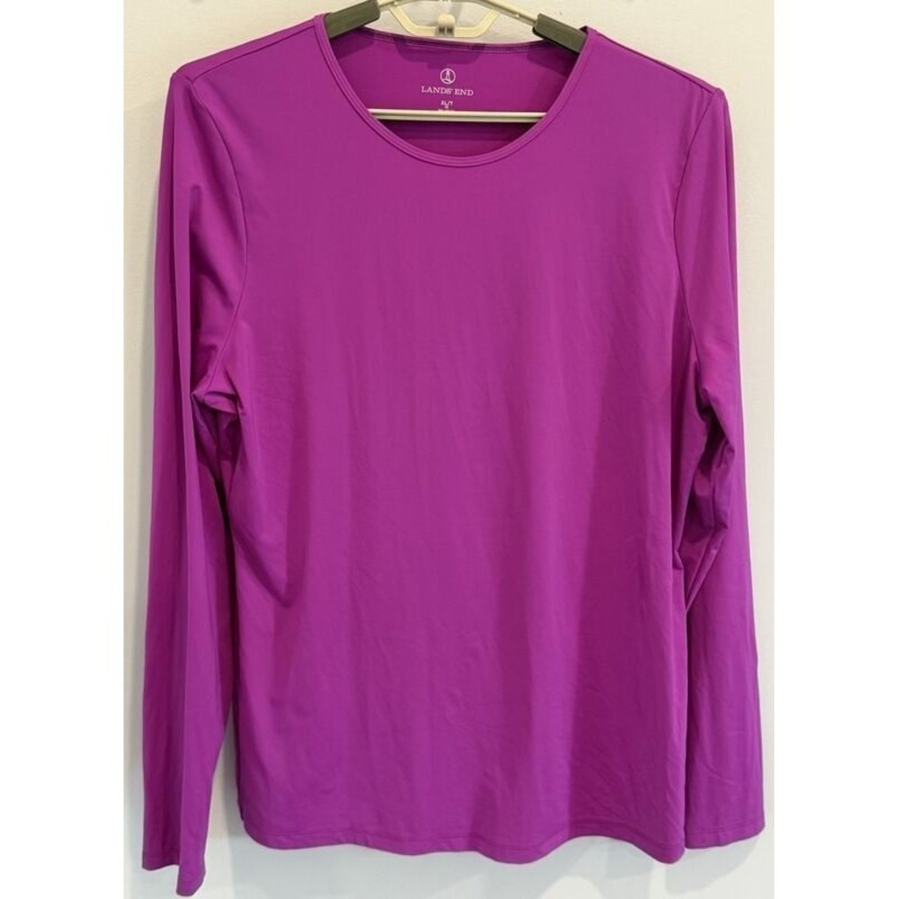 Lands End Magenta Pink Purple Long Sleeve Swimsuit Rash Guard Size XL T 18